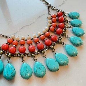Premier Designs Sunset Necklace turquoise/coral